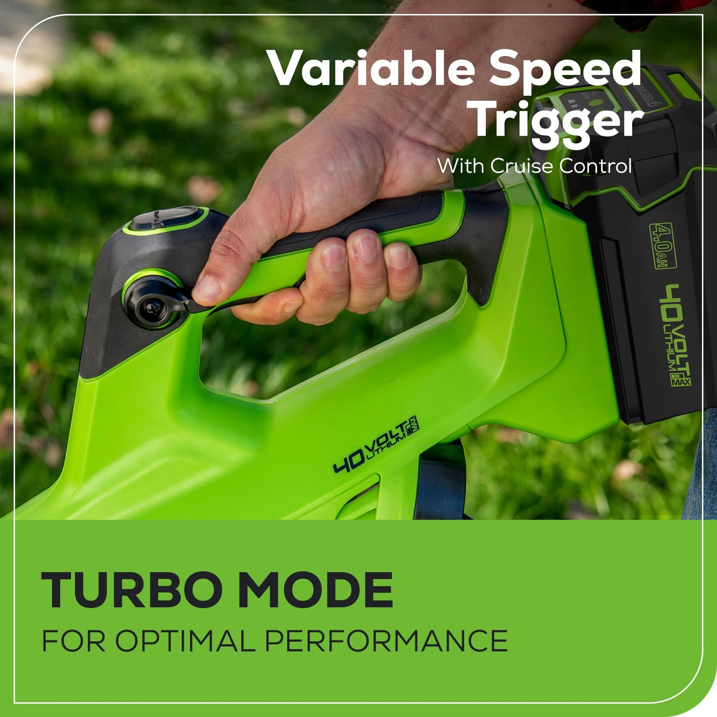 Greenworks 40V (130 MPH / 550 CFM ) Brushless Axial Leaf Blower, Ultra-Powerful for Wet Leaves, Heavy Debris, Gravel and Driveway Snow, Includes 4.0Ah Battery and Charger