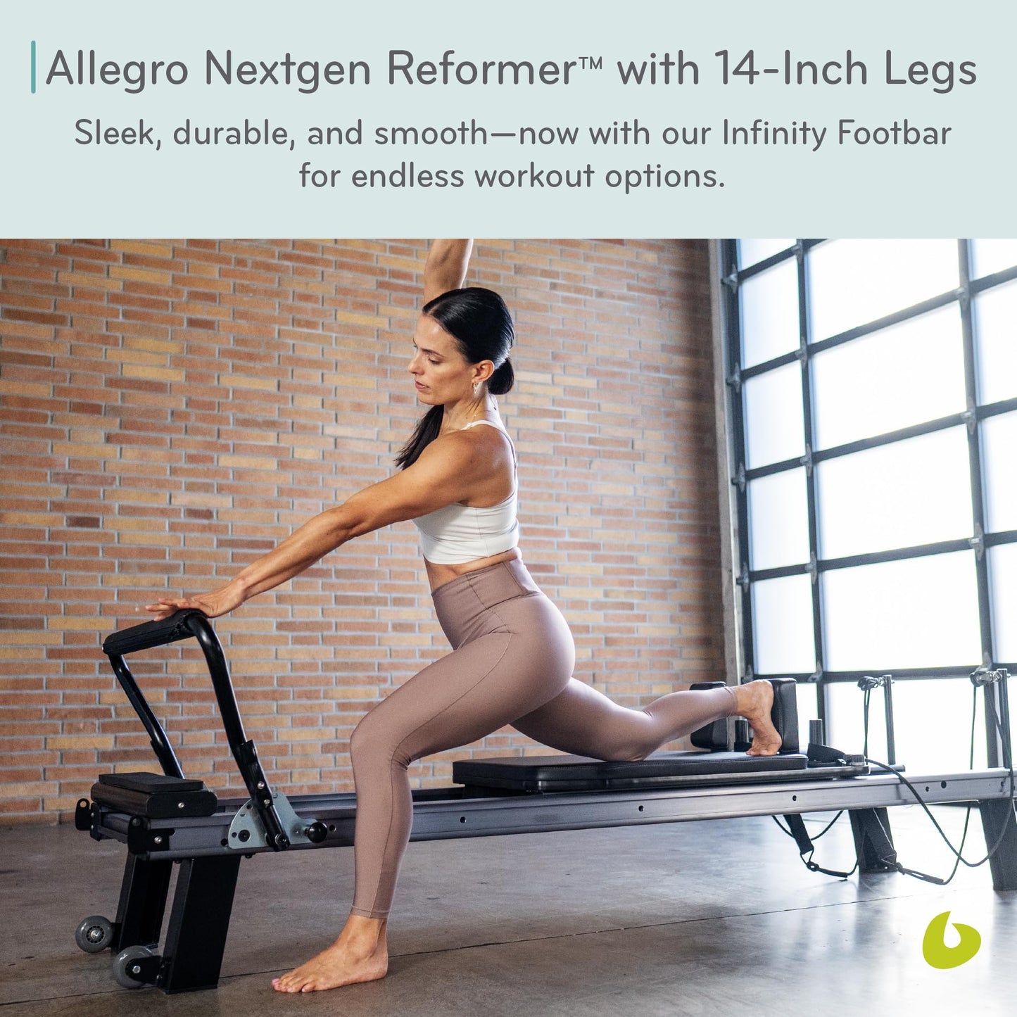 Balanced Body Allegro Nextgen Reformer with 14-Inch Legs, Pilates Equipment for Home and Studio Workouts