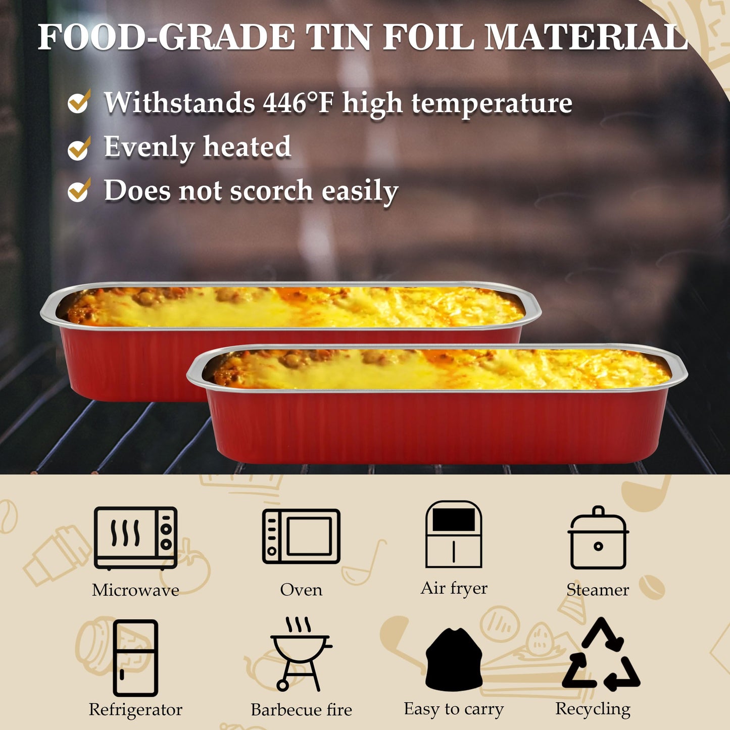 Mini Loaf Pans with Lids, BAKINGPAK 50PCS 6.8OZ 200ML Mini Cake Pans Disposable Aluminum Foil Cupcakes Pans with Lids for Halloween Party Birthday, Orange