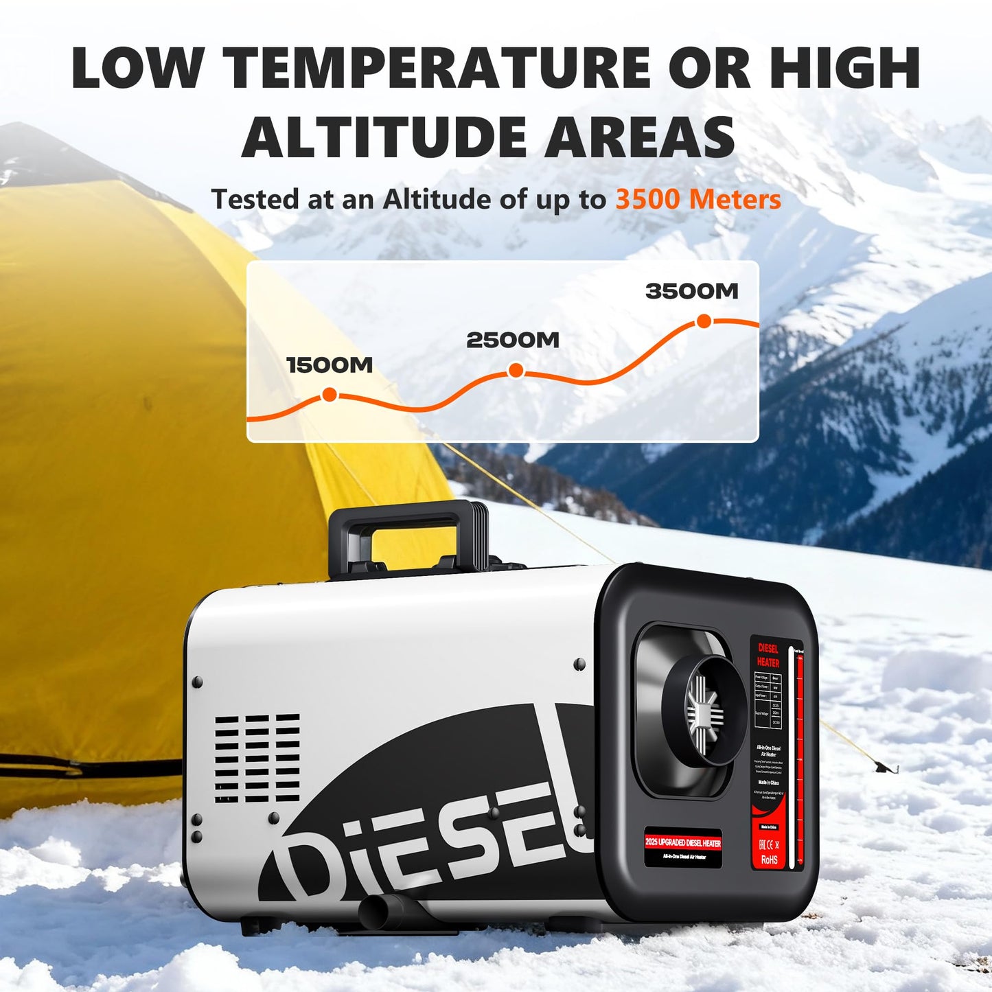 SILVEL Diesel Heater 8KW 110V/12V/24V, All-in-One 7L-8L Portable Diesel Air Heater with LCD Screen, Remote Control, Suitable for Car, Camper, RV, Truck, Home, Garage, Shop, Boat, White