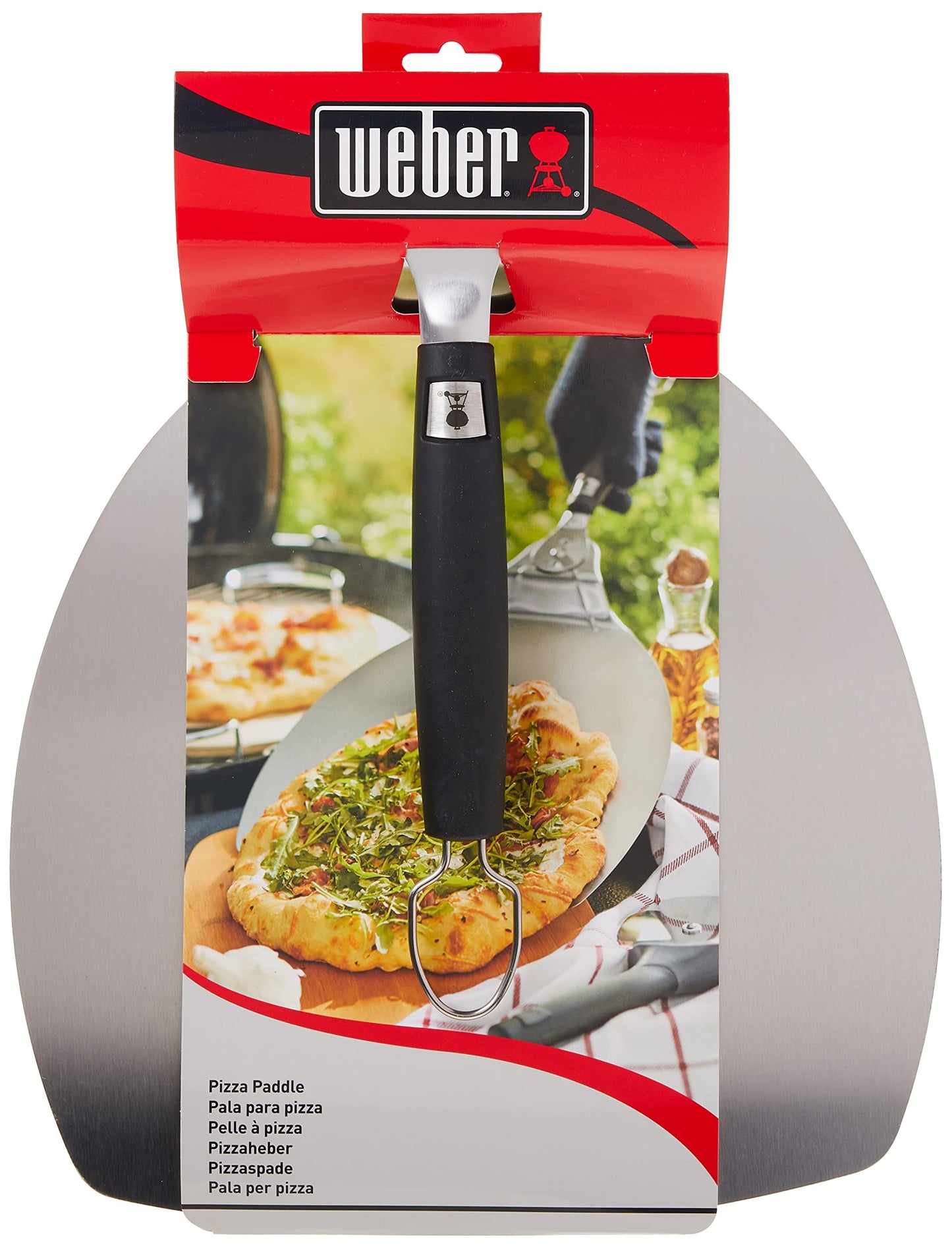 Weber Original Pizza Paddle – Stainless Steel Pizza Peel with Rotating Handle, Supports 12-Inch Pizzas up to 2.5 lbs, No‑Slip Grip & Hanging Loop