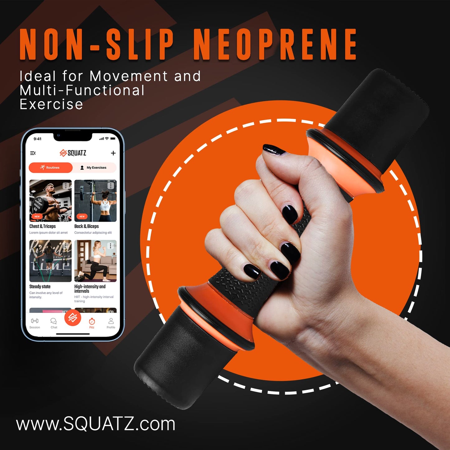 SQUATZ 4.41 lbs. Dumbbell Weight Set - Adjustable Weight All-in-One Versatile Dumbbells for Women, Non-Slip Neoprene Ideal for Common Movement and Multi Functional Exercise, Home Gym Training