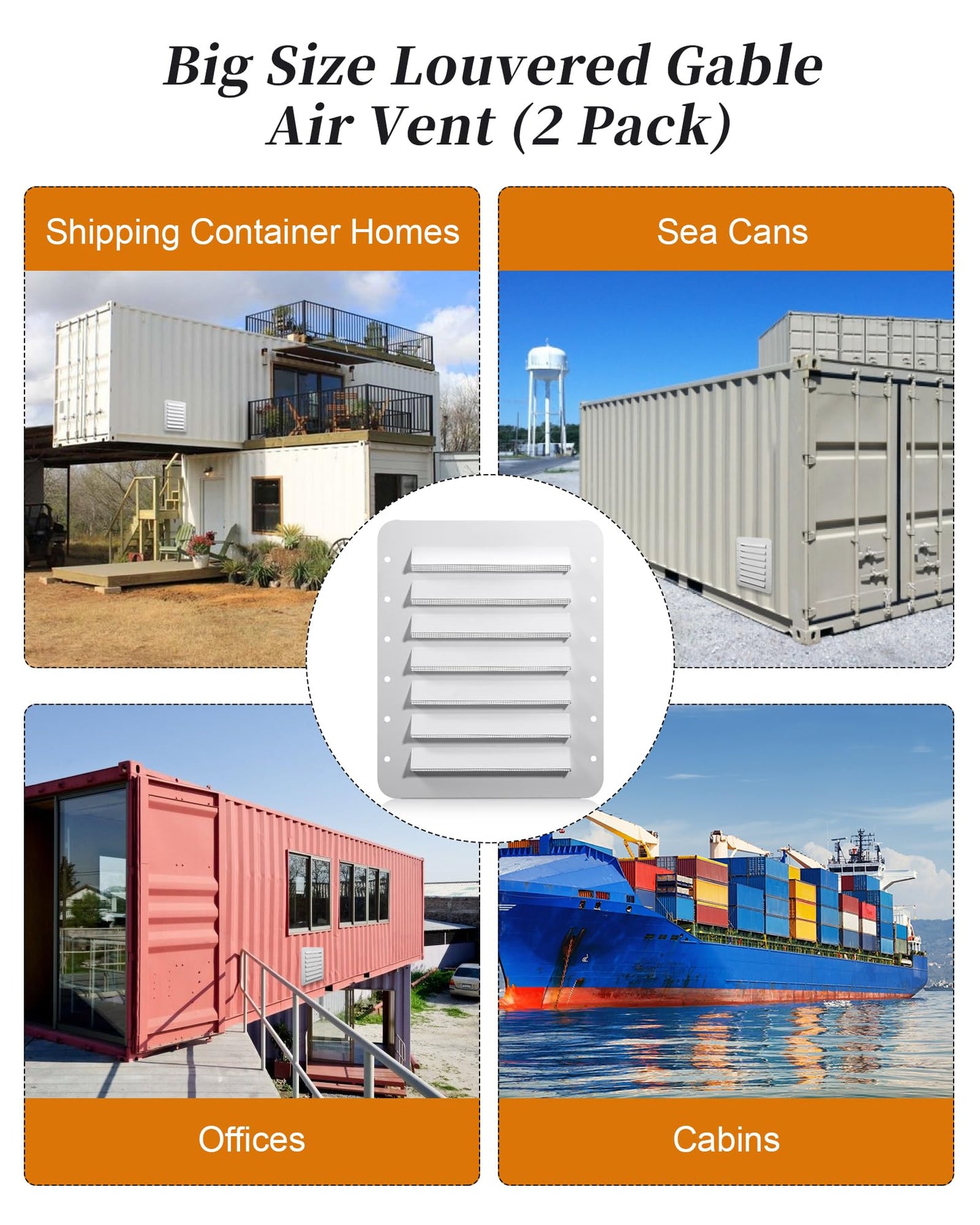 Heavy Steel Shipping Containers Vents with Screens, Increase Air Circulation, Prevents Condensation and Overheating, Suitable for Container Houses, Containers, Offices and Cabins (2-Pack)