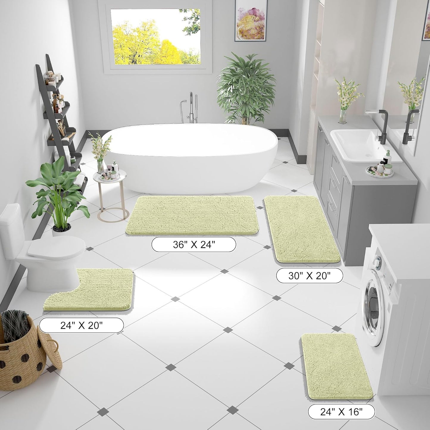 OLANLY Small Bathroom Rugs - Extra Soft Chenille Bath Mats | Quick Dry, Machine Washable, 24x16, Vanilla