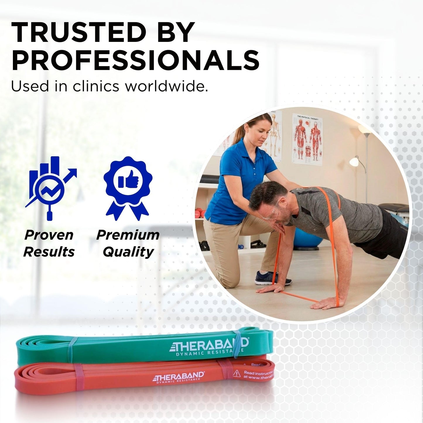 THERABAND High Resistance Band Set of 2, Light and Medium Elastic Super Bands for Full Body Workouts, Physical Therapy, Strength Training, Durable 41” Loop Exercise Bands, 15-25 lbs Resistance
