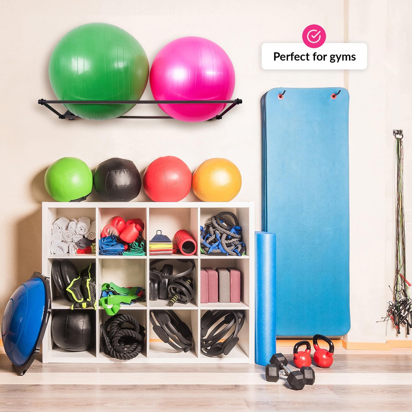 ODOXIA Exercise Ball Holder | Organize Your Space | Wall Mounted Rack | Yoga Ball Holder | Exercise Wall Mount | Fitness Therapy & Stability Rack | for Gyms, Studios, Home Gyms