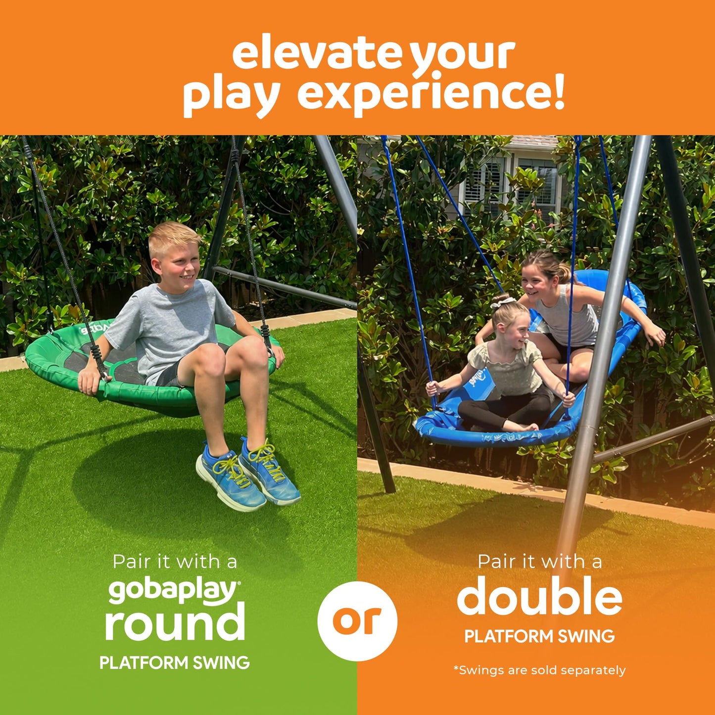 gobaplay Single Swing Set Frame, TitanFlex 6.7ft x 8.4ft Modular Metal Swingset - Outdoor & Backyard Playground Equipment for Kids (Frame Only)