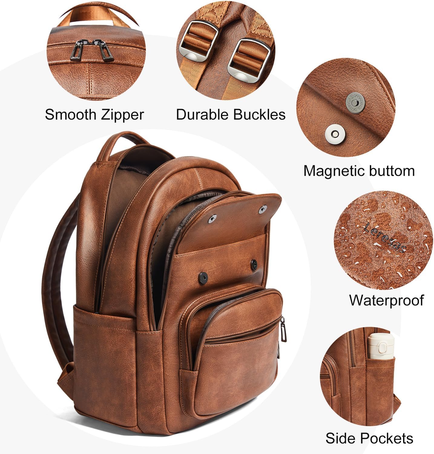 37L Backpack Backpack BackPack Daypack Backpack Leresas Vegan Leather Purse for Women Mens Travel Work Laptop Teacher
