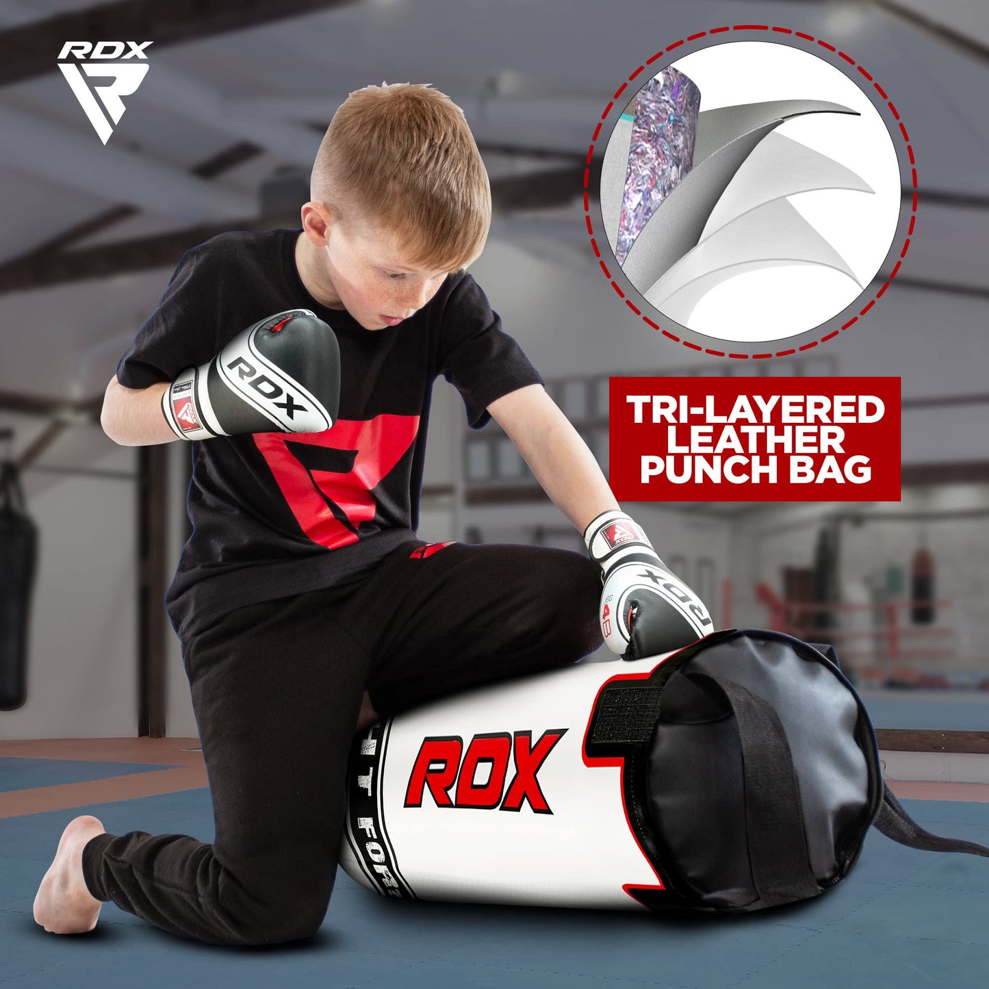 RDX Kids Punching Bag 2FT, Heavy Filled Boxing Set, Non Tear Maya Hide Leather Junior Hanging Bag, Kickboxing MMA Grappling Muay Thai Taekwondo Karate BJJ Workout Training