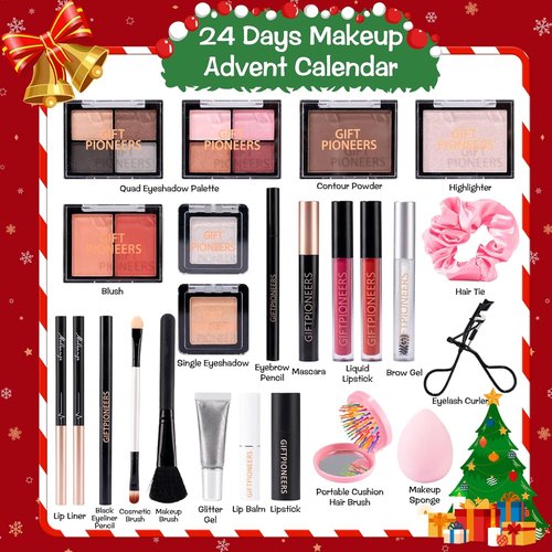 Makeup Advent Calendar 2025 - 24-Day Christmas Beauty Countdown Set for Women & Teens