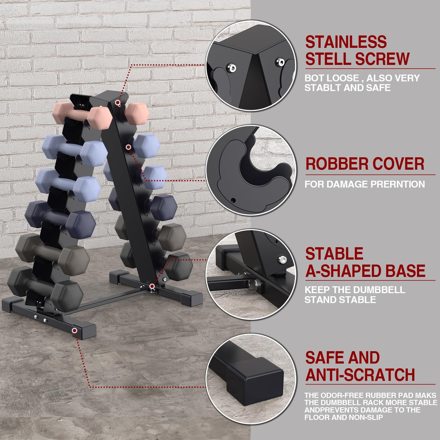 Dumbbell Rack Compact Weight Rack for Dumbbell, Kettlebell, Barbell, Heavy Duty Weight Storage Organizer (A-size dumbbell rack)