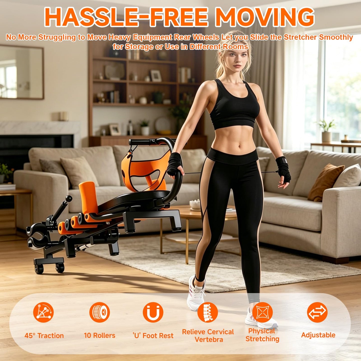 Electric Full Body Traction & Stretch Machine,Decompression Table with Remote for Lumbar Stretching, Flexibility Training, Mobility Support,Stretches The Back, Ankle, Knee, and Hip