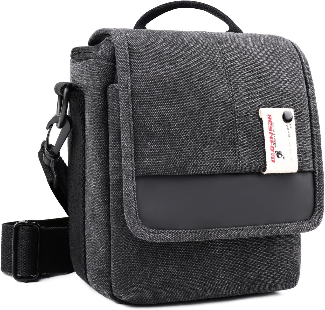 Small Black Messenger Camera Bag for Canon - Compact Shoulder Case