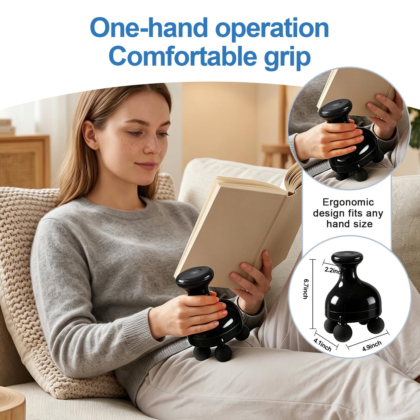 DEITY 4 Heads Handheld Massage Gun Deep Tissue, Electric Body Massager, Percussion Muscle Massager for Easing Shoulder and Back Tension, with Reverse Thrust Function