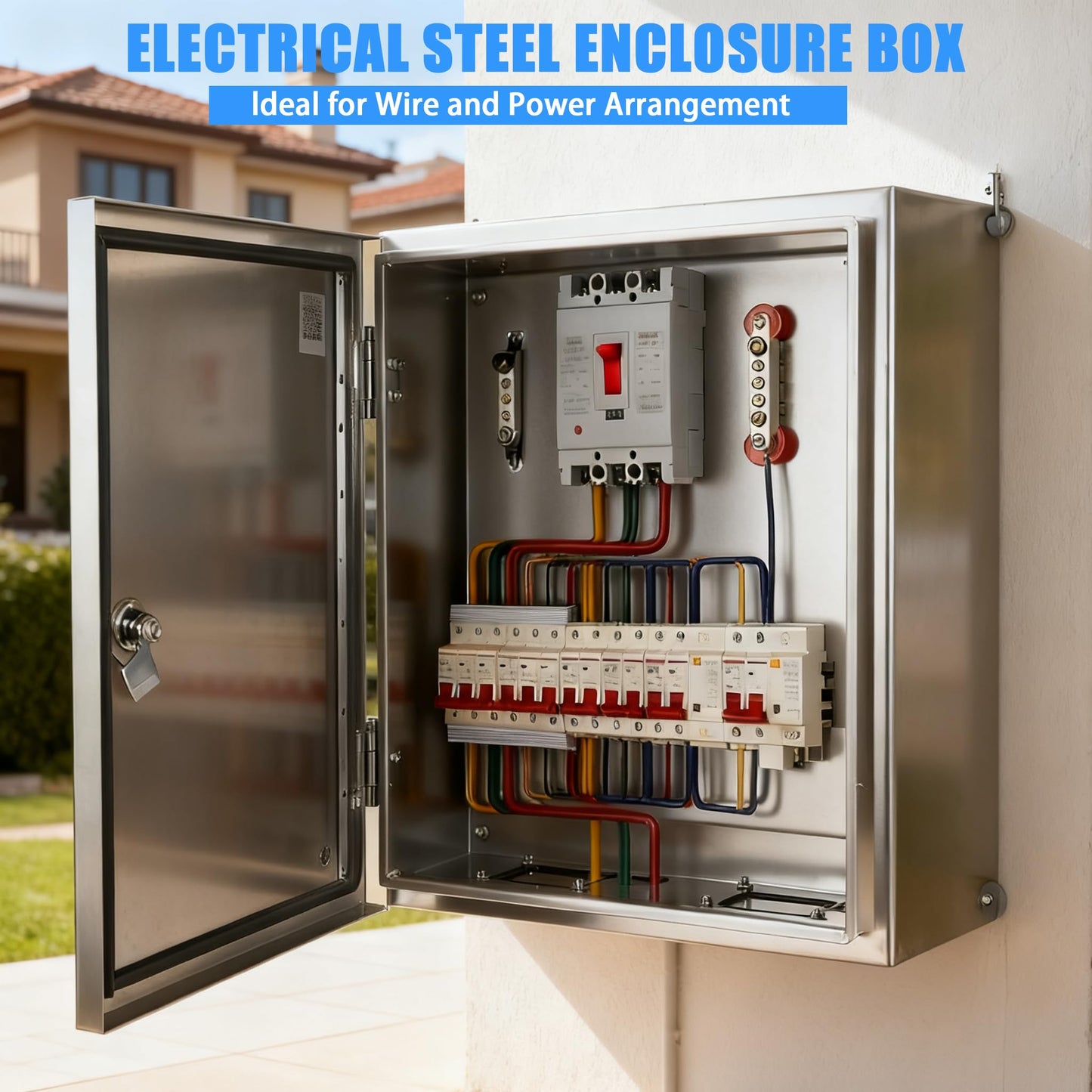YcXingnon Electrical Enclosure 24x16x12, 304 Stainless Steel Enclosure IP66 Waterproof and Dustproof Metal Electrical Box Indoor and External Wall Hanging