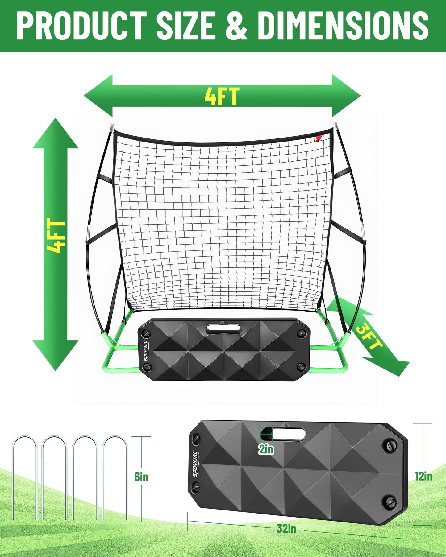 SPOYNAL 2-in-1 Soccer Rebounder with Adjustable Dual-Sided Rebound Board, Soccer Rebounder Net for Passing, Volleys & Ground Drills, Soccer Training Rebound Net for Solo & Team Practice