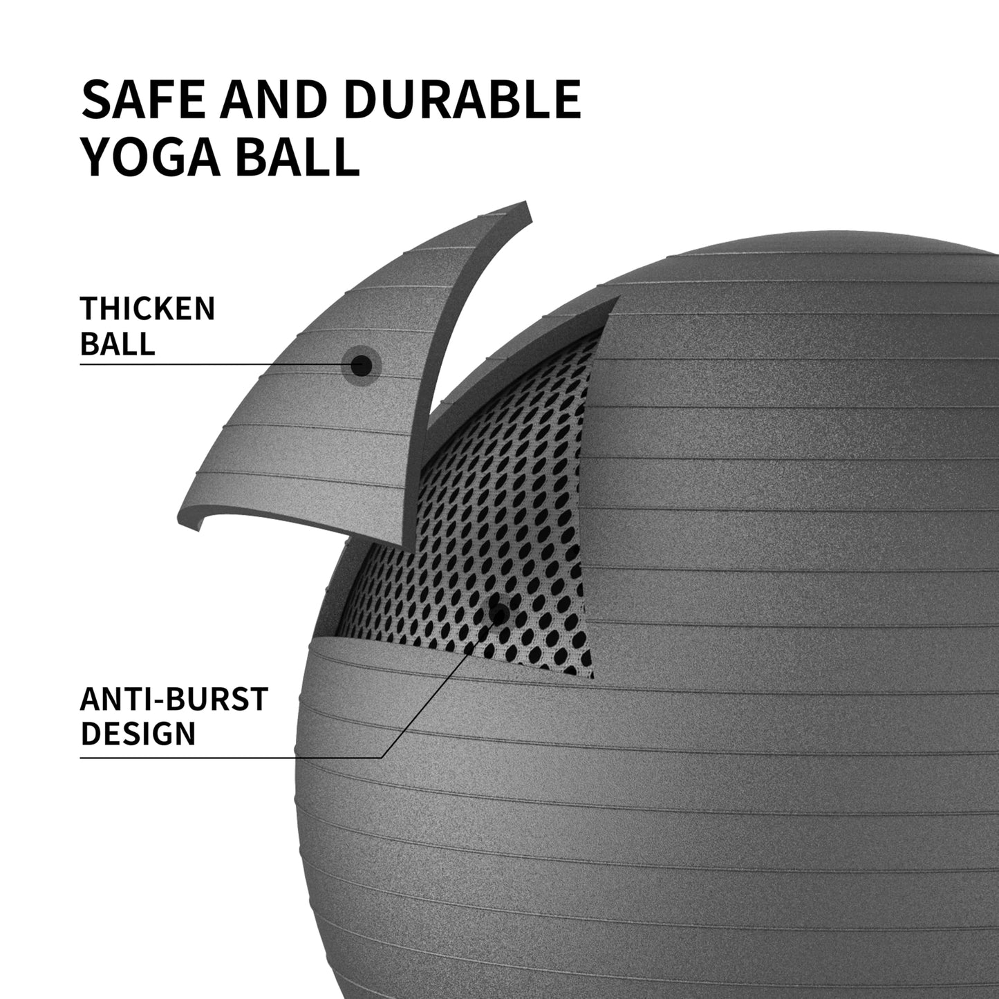 FITMIND Yoga Ball set-55cm&25cm(Black)