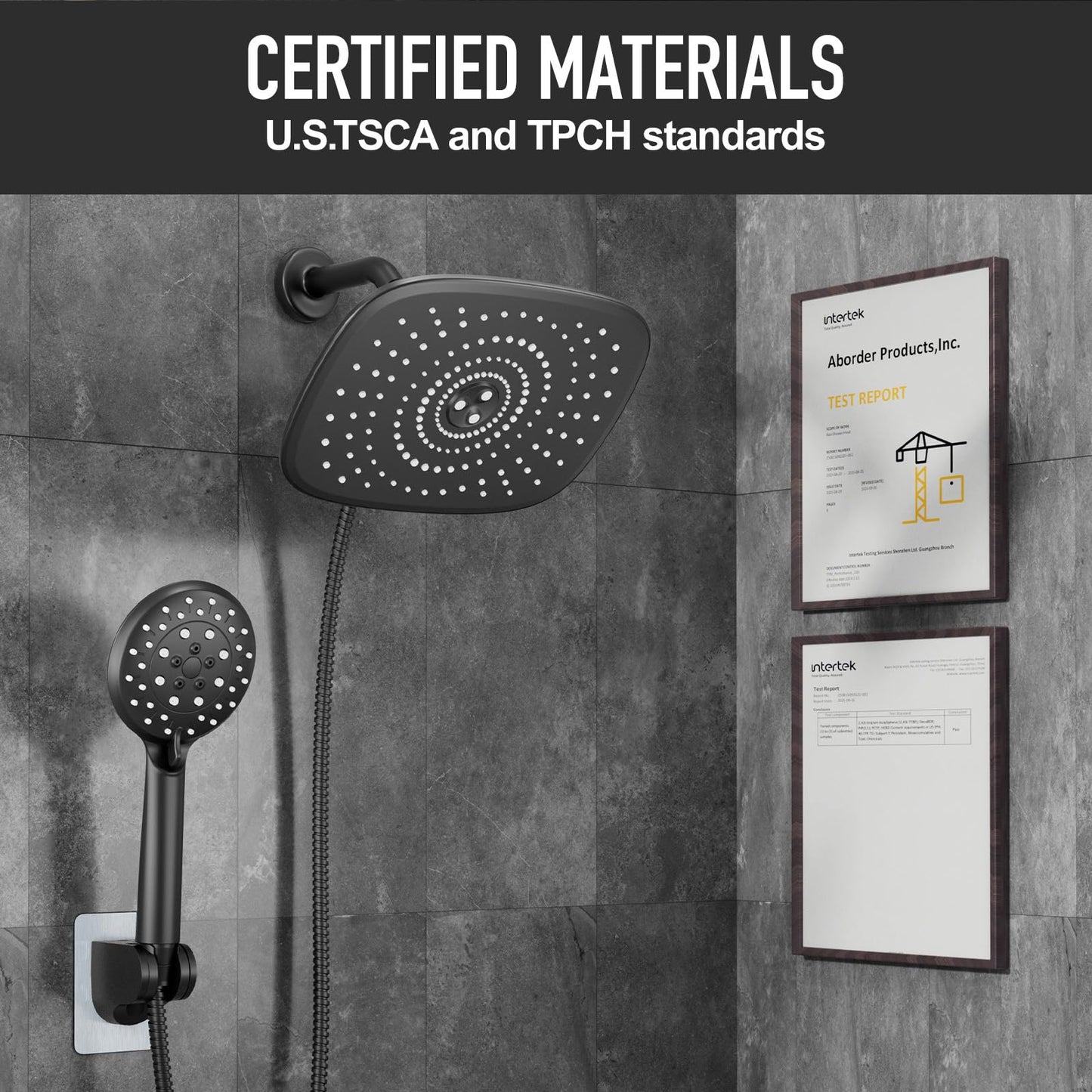 Veken Rain Shower Head with Handheld, High Pressure Rainfall Showerhead Combo with 5 Handheld Water Spray Modes for Bathroom Accessories, Home Decor, Detachable Dual Shower Heads, Matte Black, 10 Inch