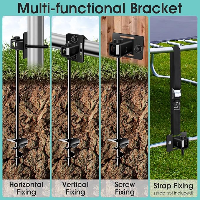 Ground Anchors Screw in Payivsve, Multi-Purpose Trampoline Stakes Heavy Duty, 3" Wider Spiral Mobile Home Anchors Hurricane Earth Anchor for Trampoline, Storage Shed, Swing Sets, Carports(13"-6pcs)