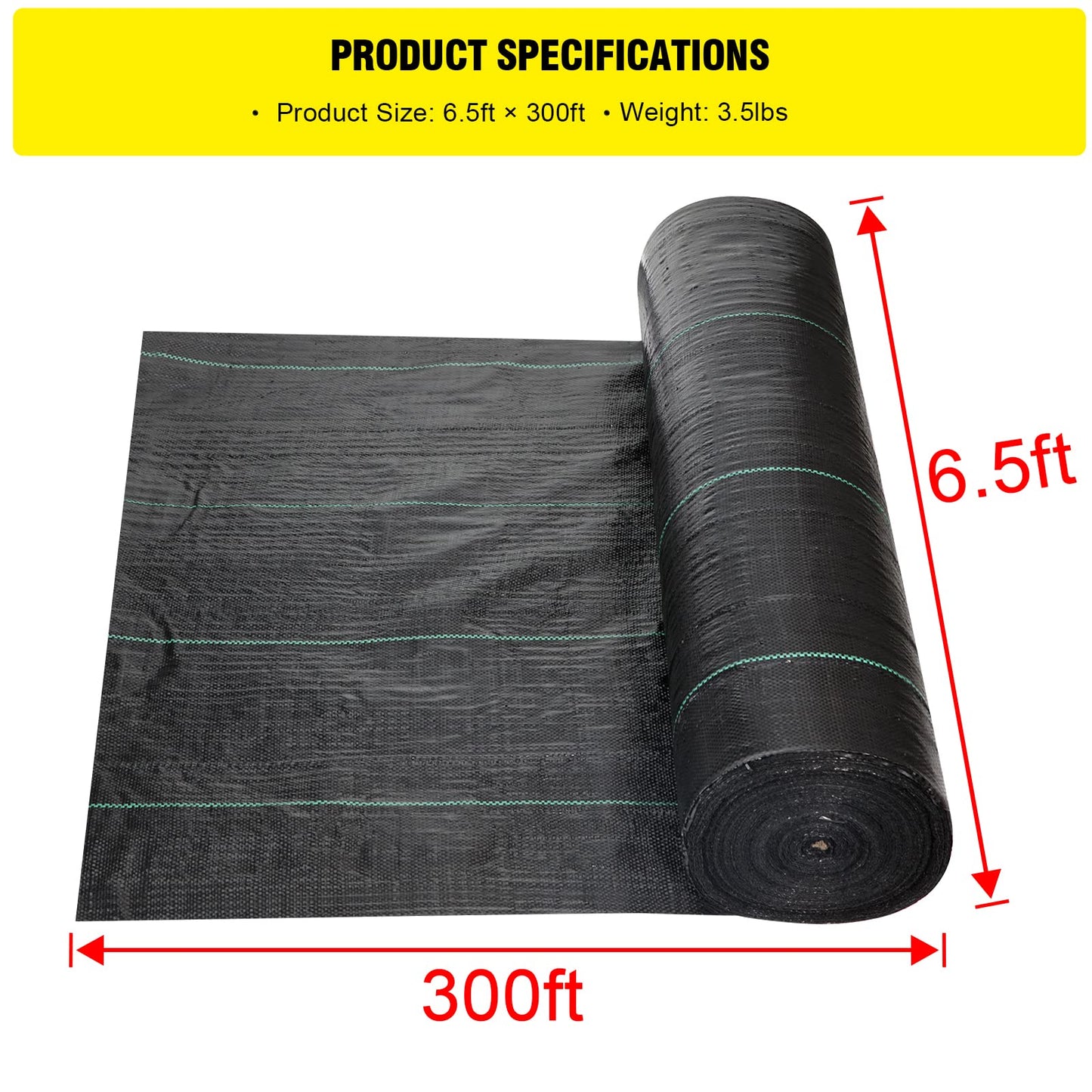 Driveway Fabric 6.5x300 ft - Commercial Weed Barrier, Heavy Duty 3.5OZ Landscape Fabric for Road, French Drain, Erosion Control, Construction Projects