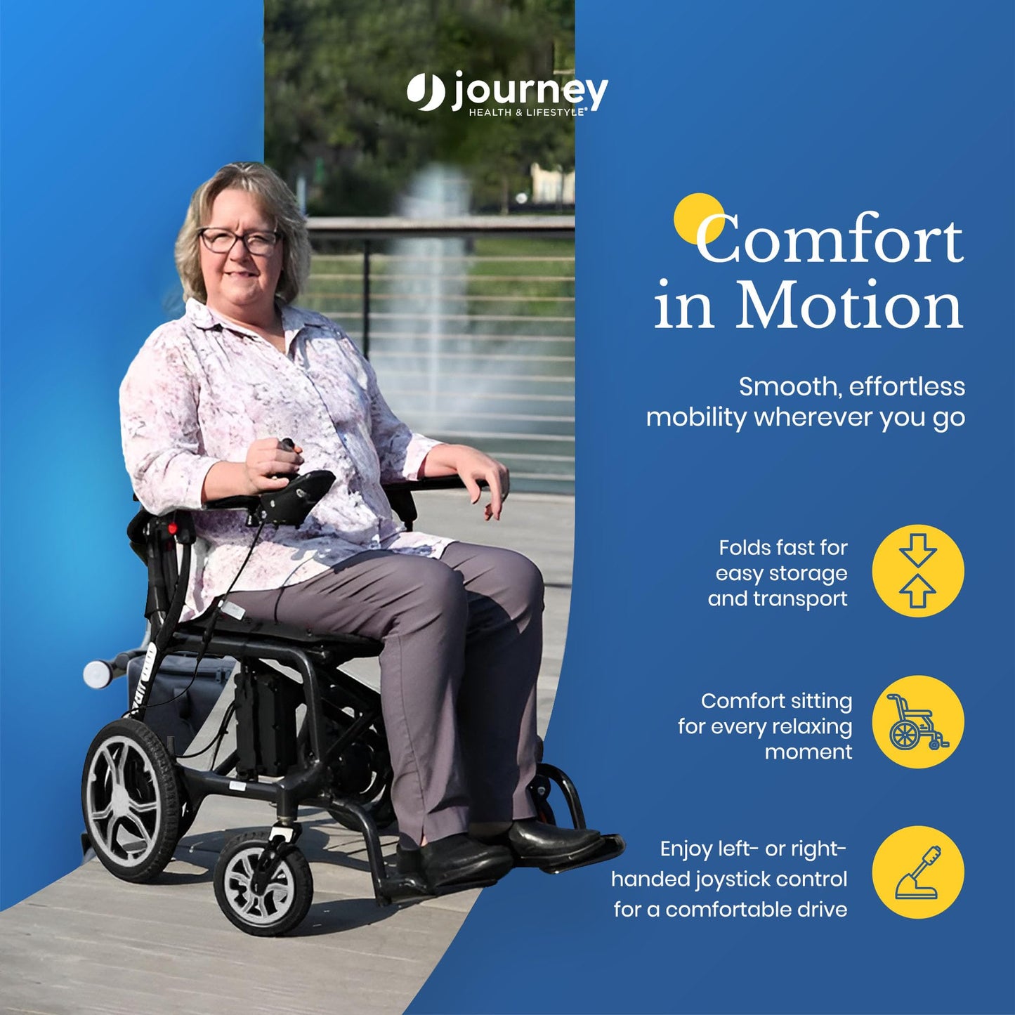 Journey Air Elite Electric Power Chair - Lightweight Foldable Battery Powered Wheelchair for Adults & Seniors - 240lb Weight Capacity & TSA-Compliant
