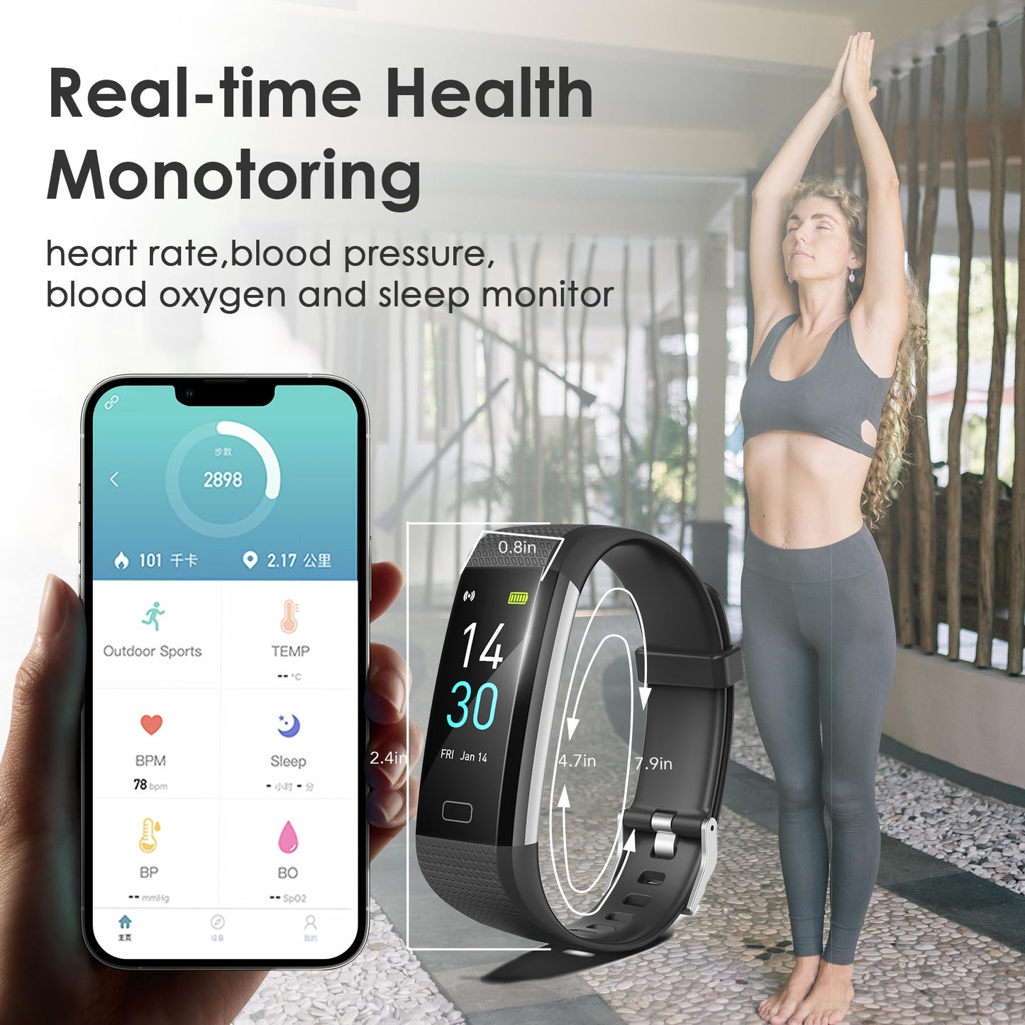 Fitness Tracker for Men and Women, Slim Smart Bracelet with Heart Rate, Sleep & Step Counter, Calorie, Multi Sports Modes, Waterproof Pedometer Activity Tracker Watch for Parents (Black)