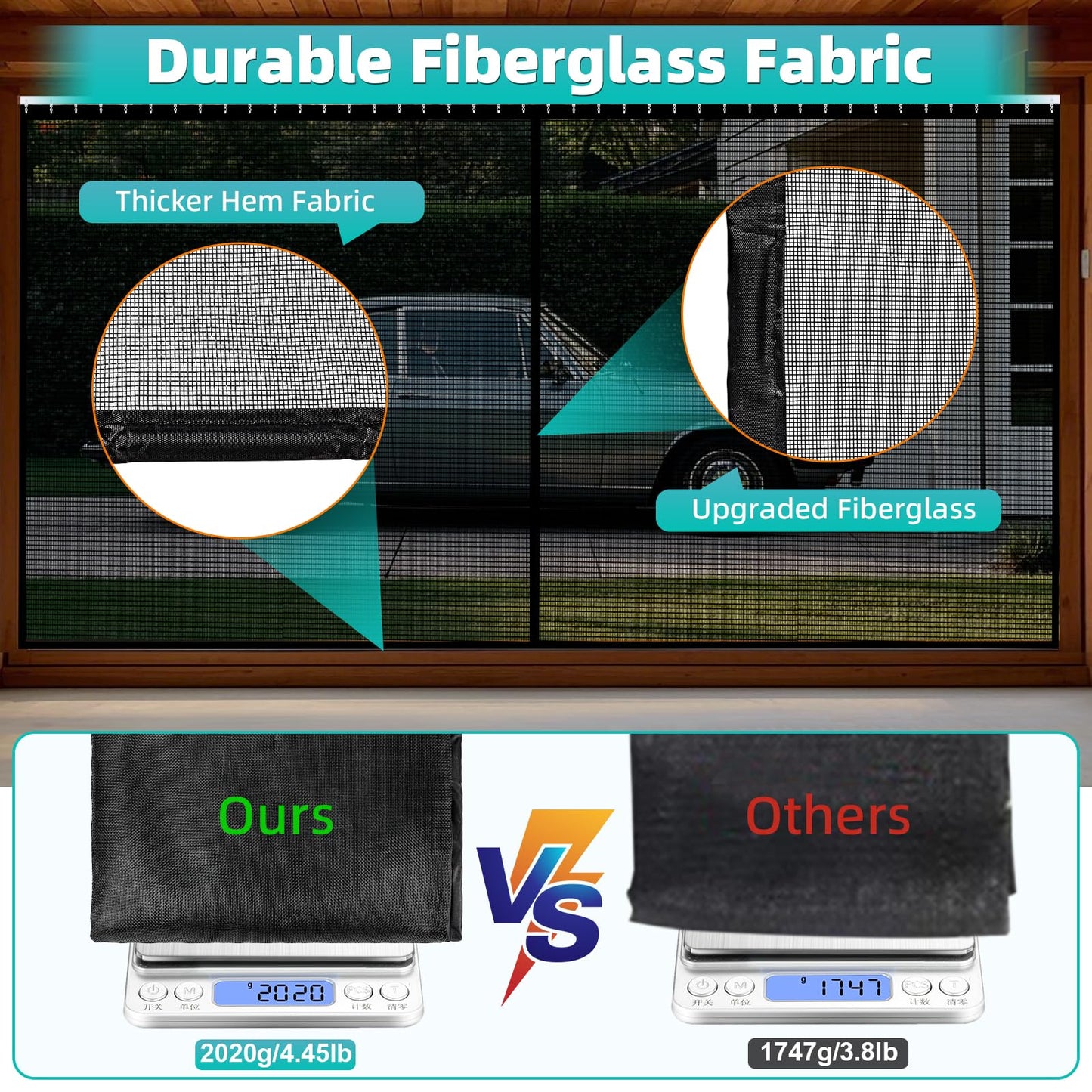 Sliding Garage Door Screen 2 Car 16x7Ft, Retractable Garage Screen Door with Track Closure, Heavy Duty Fiberglass Mesh Garage Net Screen, Keep Bugs & Animals Out, Easy Assembly Privacy Protection