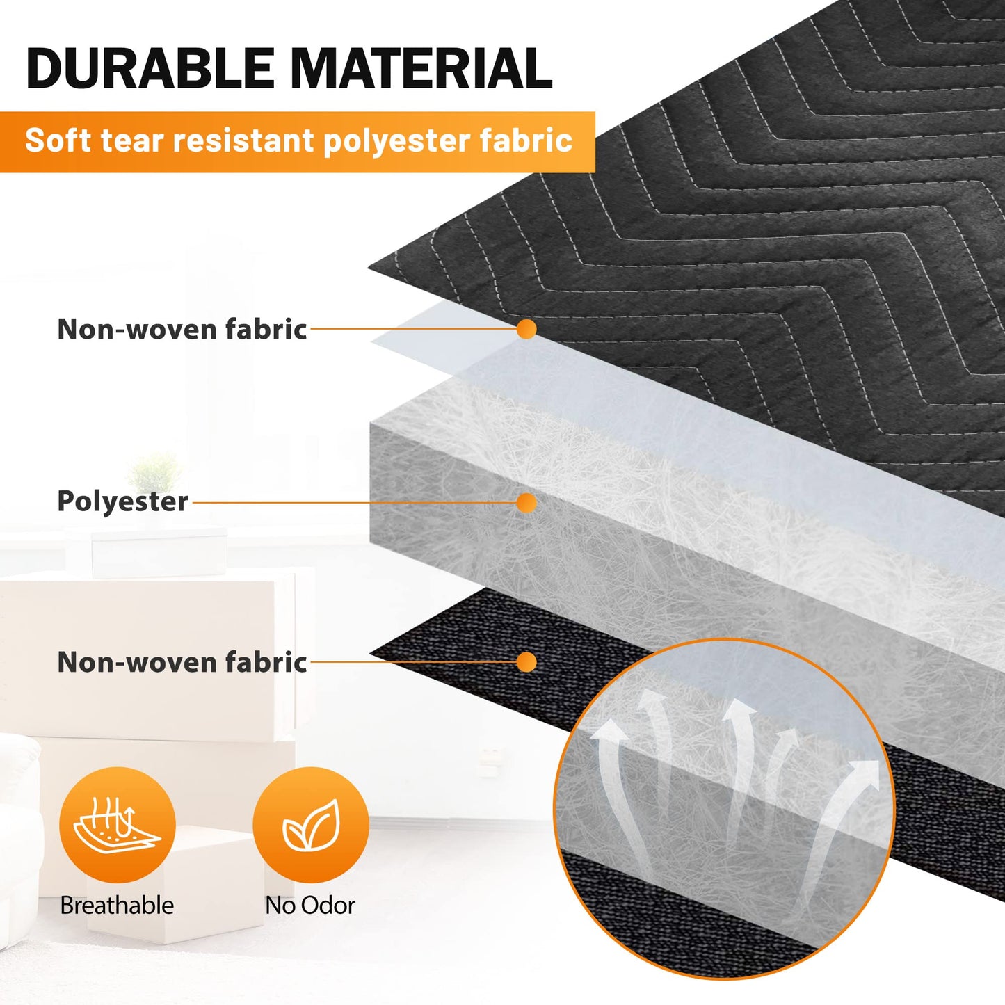 12 Moving Packing Blankets 80 x 72 Inches (65 lb/Dozen) Heavy Duty Moving Pads for Protecting Furniture Pro Quilted Shipping Furniture Pads (Black 12PCS)
