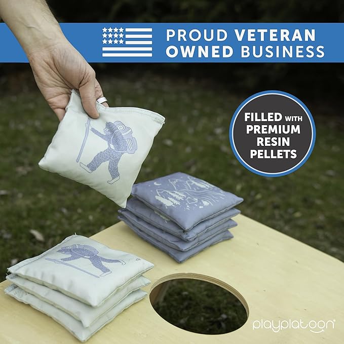 Professional Cornhole Bags - Set of 8 Regulation All Weather Double Sided - Sticky Side/Slick Side Bean Bags for Pro Corn Hole Game