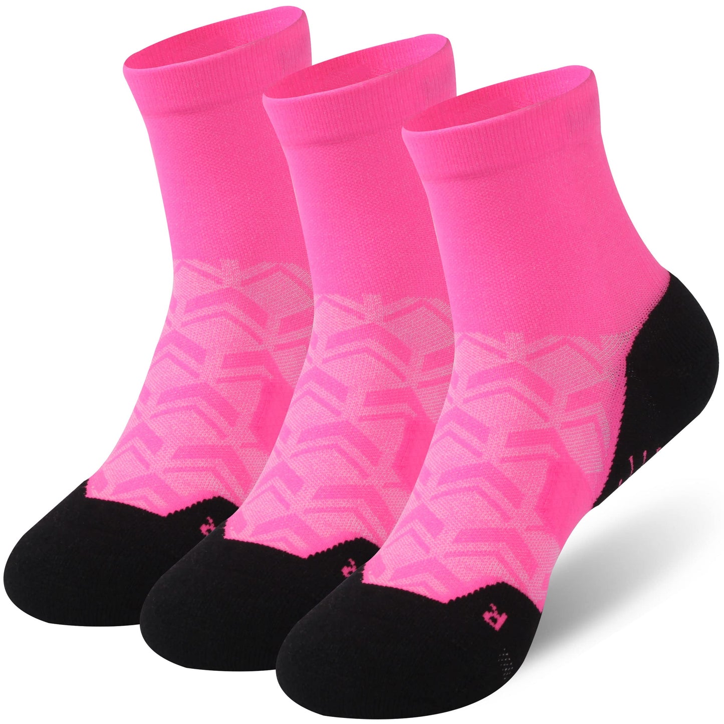 NIcool Athletic Socks Bright Pink For Womens, Cycling Socks For Men, Womens Pink Crew Socks, Mens Running Compression Socks Cushioned Mid-Calf Tennis Volleyball Neon Socks 3 Pair, Pink