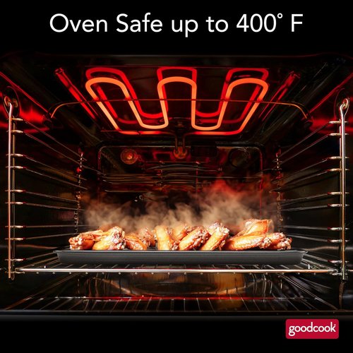 GoodCook Nonstick Carbon Steel Baking Pan & Wire Rack Set - 15” x 10.5”, Perfect for Pizza & Bacon