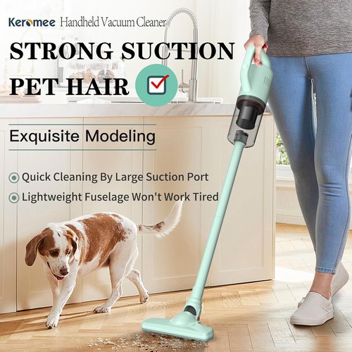 KEROMEE Cordless Vacuum Cleaner - Lightweight 2-in-1 Handheld Stick for Pet Hair & Hardwood Floors