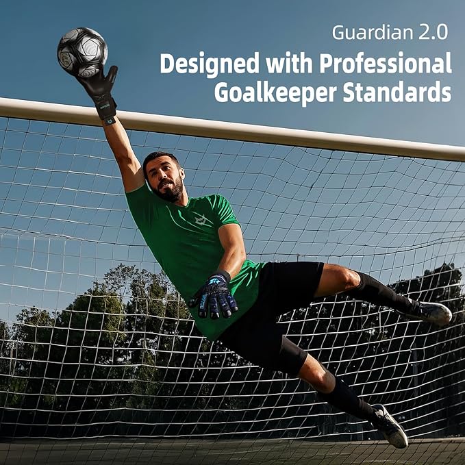 WVVOU Soccer Goalie Gloves for Adults and Youth, High Performance Goalkeeper Gloves with 5 Detachable Finger Saves, Soccer Gloves with 4mm Sticky Latex Palm