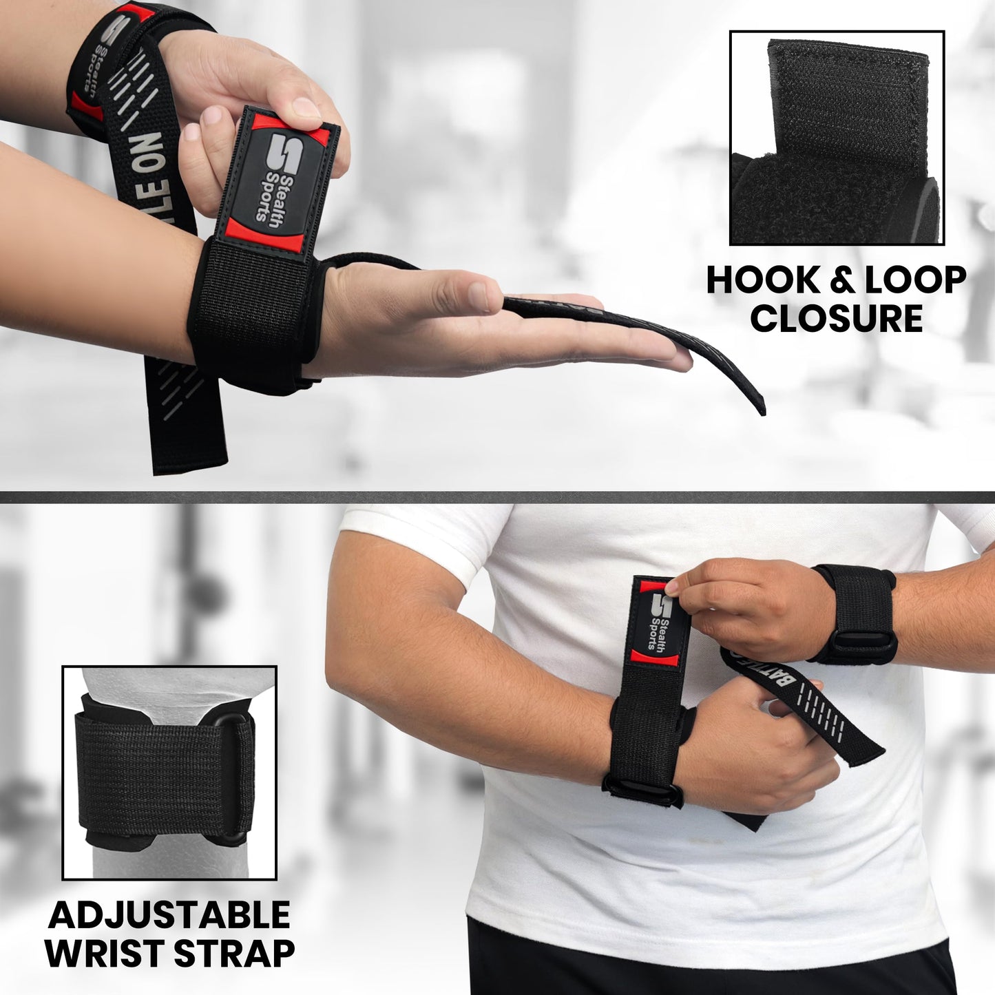 Stealth Sports Weight Lifting Straps – Wrist Wraps Straps for Weightlifting, Fitness, Powerlifting, Bodybuilding – Anti-Slip Deadlift Straps – Heavy-Duty Wrist Wraps with Neoprene Padding