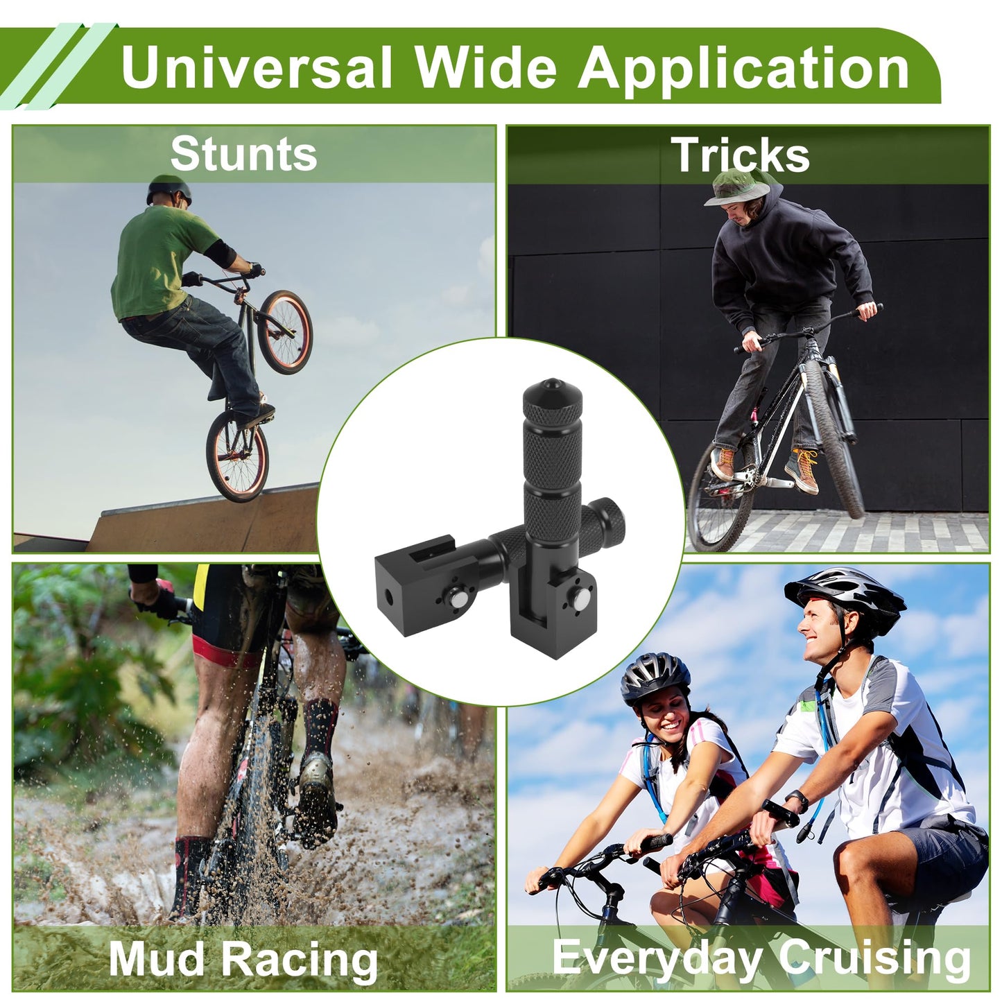 PARSLUCK 1 Pair Aluminum Alloy Anti-Skid Bike Pegs 4.9″ Length Diamond Pattern Bicycle Backseats Stands Cycling Foot Pegs M8 Axles Black
