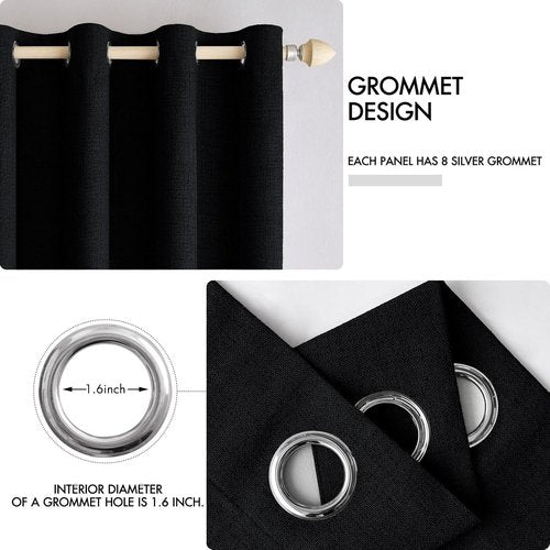 MIULEE Blackout Curtains - 100% Linen Texture, Thermal Insulated, Grommet Design | 52x72 Inch (2 Panels)