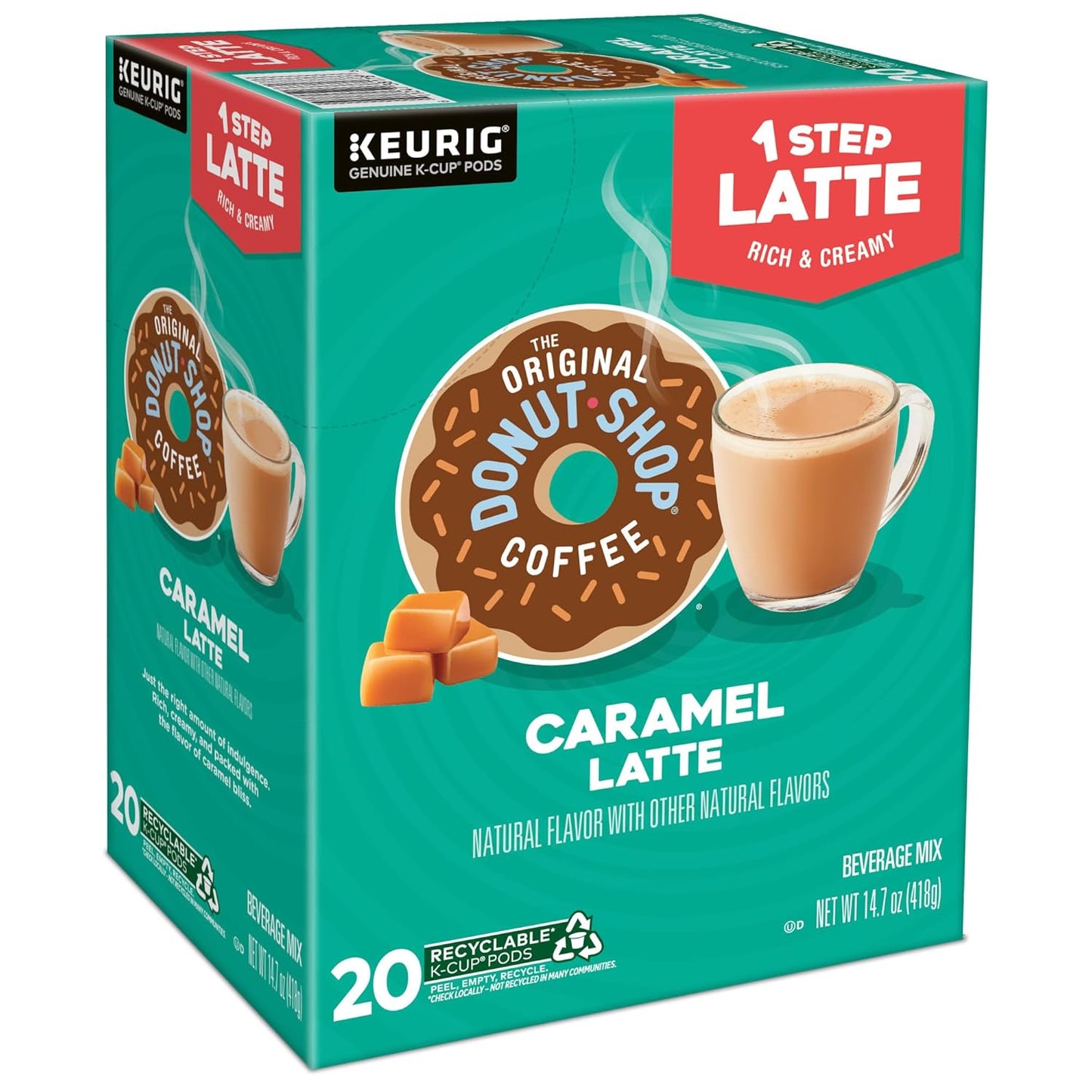 Original Donut Shop Caramel Latte K-Cup Pods - One-Step Convenience | 20 Count