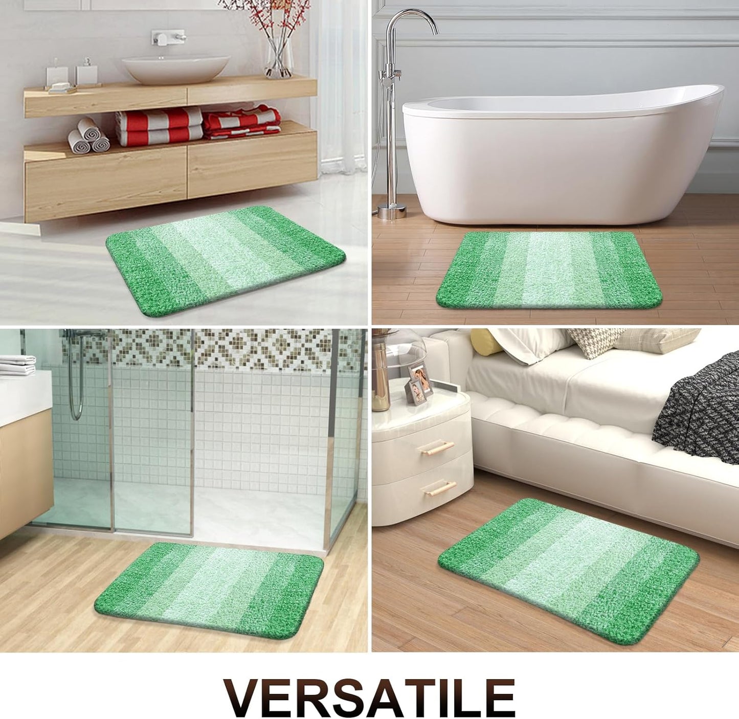 OLANLY Bathroom Runner Rug - Extra Soft Microfiber Mat with Rubber Backing | Quick Dry, Washable, 59x20 Inches, Green