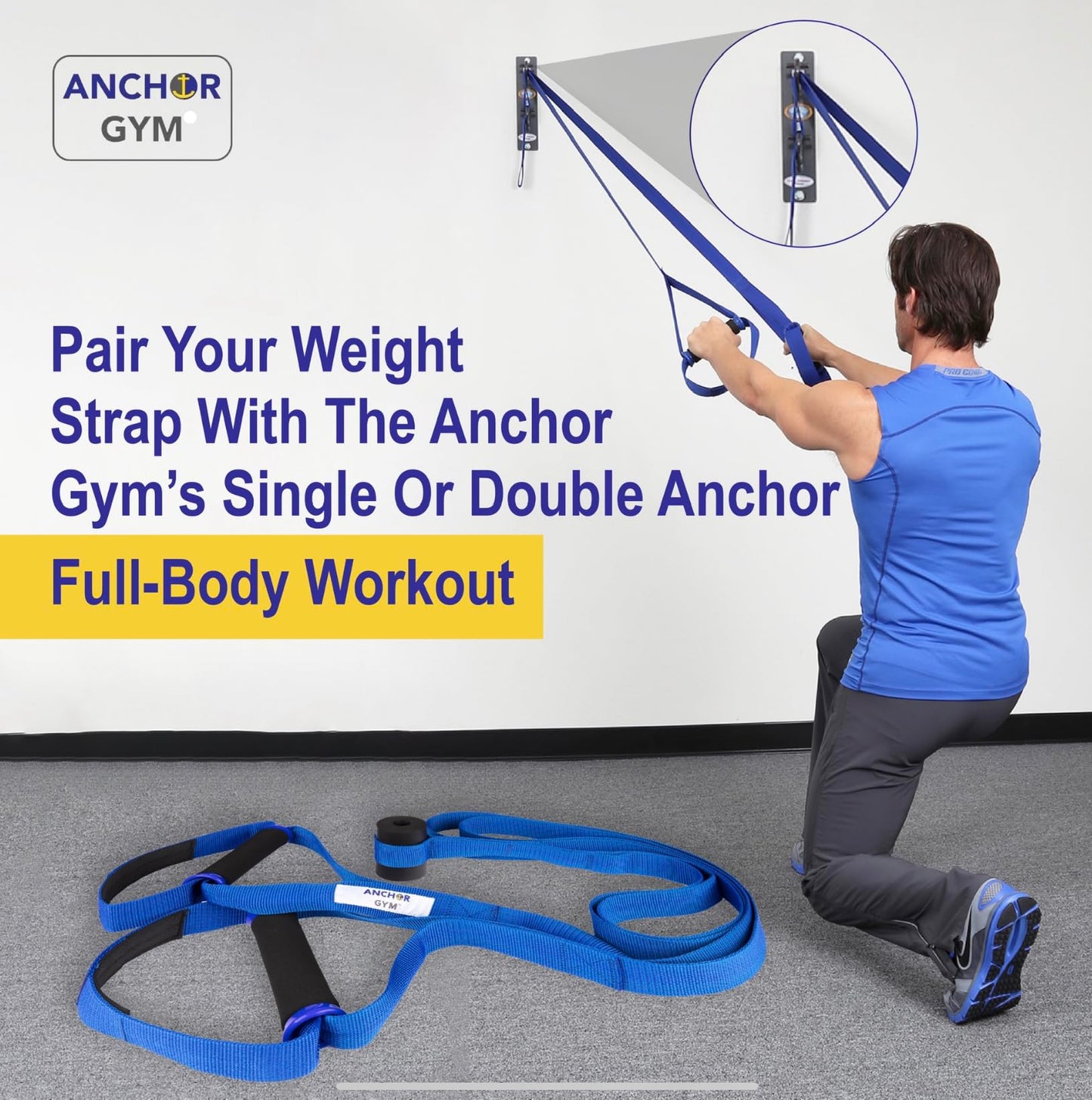Anchor Gym Body Weight Resistance Straps - Adjustable Body Weight Training Straps, Stretching & Full-Body Training - Exercise Straps with Handles for Home Gym Workouts