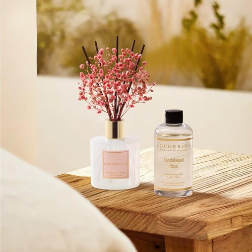 COCORRÍNA Reed Diffuser Refill - Sandalwood Rose Scent | 6.7 Fl. Oz with 8 Sticks