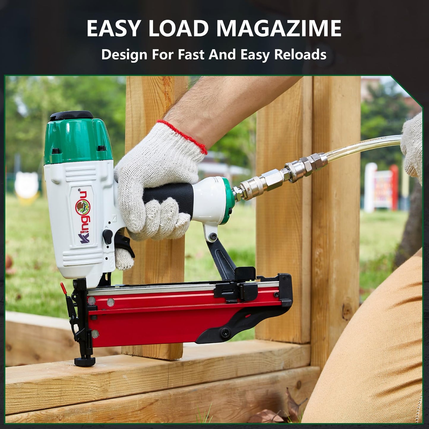 Kingou NT65-F Mexican Style 16 Gauge Pneumatic Finish Nailer, Lightweight 3.8lbs Pro Finish Nail Gun with 1″ to 2-1/2″ Finish Nails, Ideal for Molding, Chair Rail, Cabinetry and Trim Work