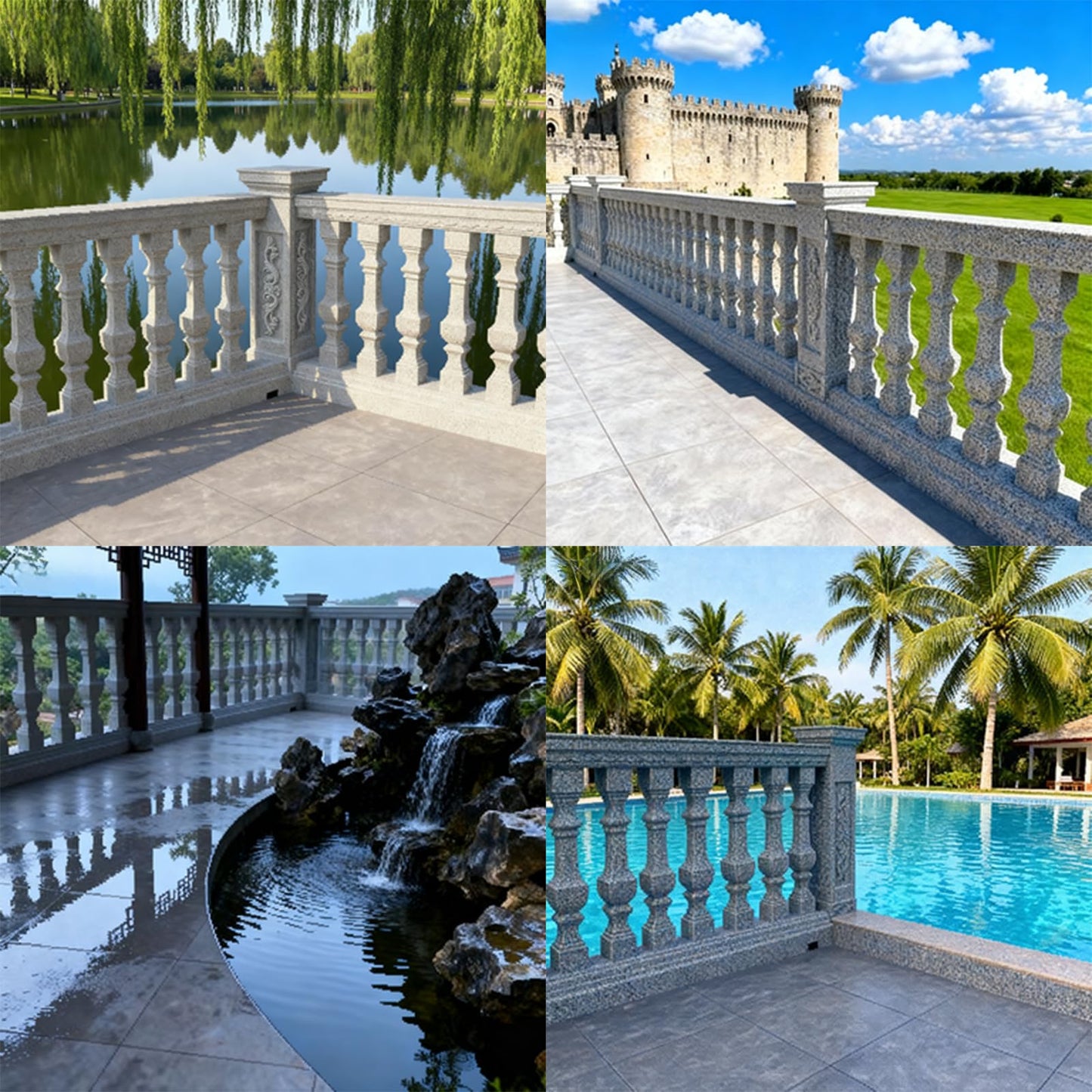 EAIVENY 7 PCS Balcony Concrete Mold Set - 2 x 97cm Spacer Molds + 5 x 87cmBalcony Moulds, Reusable ABS Balcony Molds for Railing/Patio Decoration (FX)