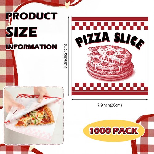ForraFun 1000 Pcs Pizza Slice Bags Bulk 8.3 x 7.9 Paper Pizza Bags Large Food Delivery Containers Take out Food Containers for Wedding Cookies Cake Party Favors