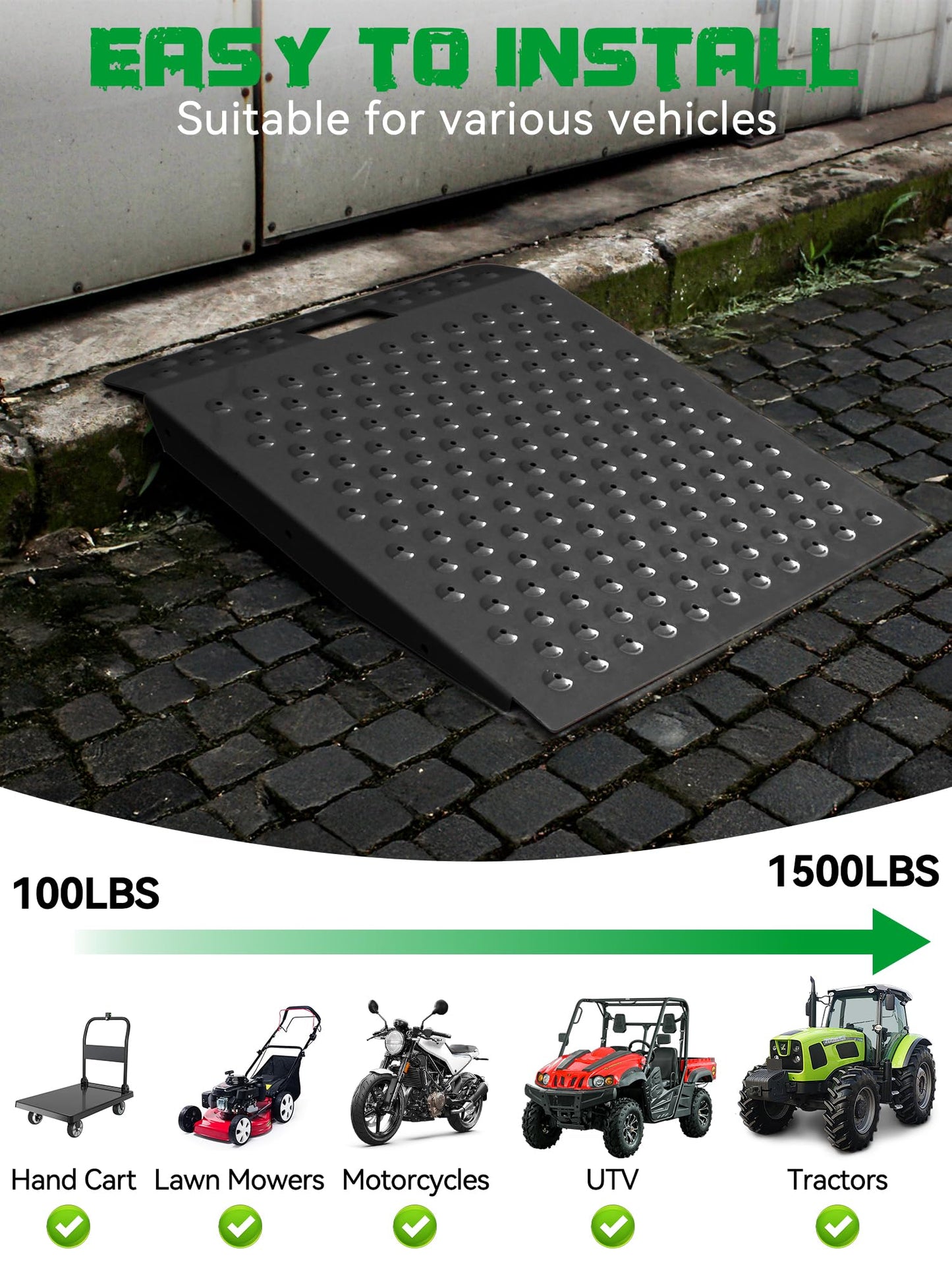 Shed Ramp for Riding Mower - 29" x 48" Heavy-Duty Shed Ramps Kit for Snow Blower, 1500LBs Anti-Slip Metal Loading Ramps for Shed for UTV, Motorcycles, Lawnmower, Garages & Barns, 2PC, Black
