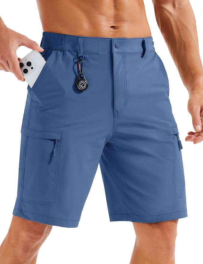MAGCOMSEN Men's Hiking Cargo Shorts Quick Dry Lightweight 9" Golf Shorts Summer Casual Work Outdoor with 5 Zipper Pockets
