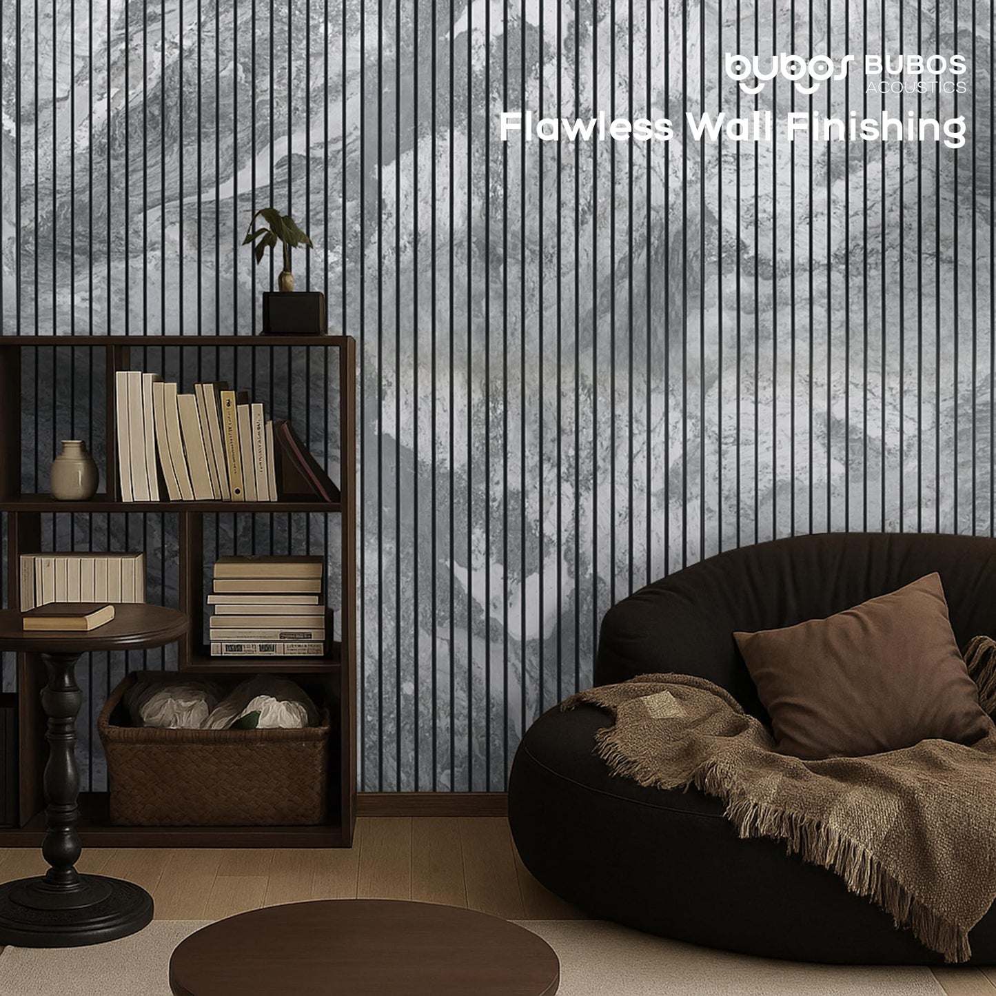 BUBOS Acoustic Panels 4 Pack, Decorative Soundproof Wall Panels Marble Pattern, Sound Absorbing Panels 47.2" X 23.6" X 0.4" Peel & Stick Acoustic Treatment for Studio, Office, Home Theater (Vein)