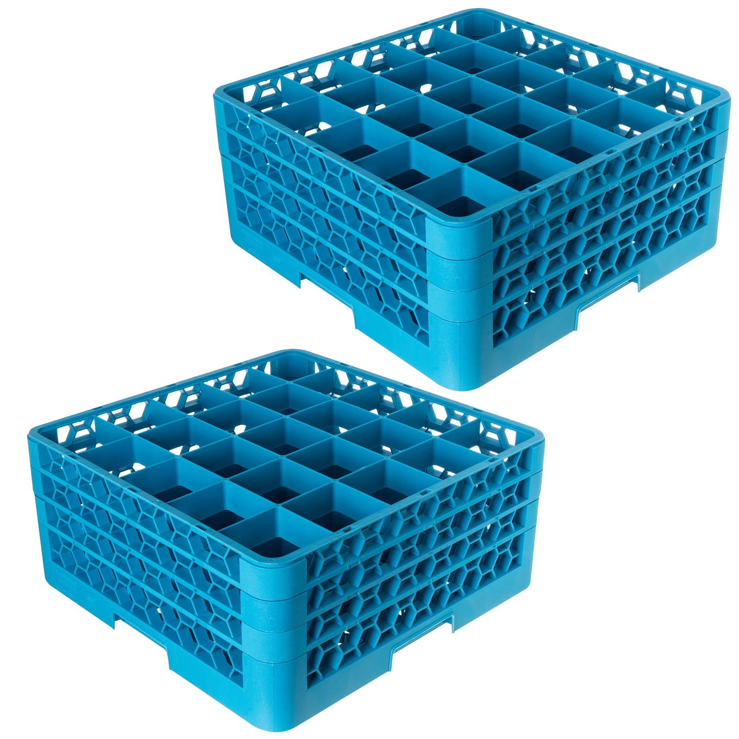 Carlisle FoodService Products OptiClean 25-Compartment Glass Racks With 3 Extenders for 3.19" Cups – Glass Racks for Restaurants Scratch-Resistant Texture, Blue, (Pack of 2)