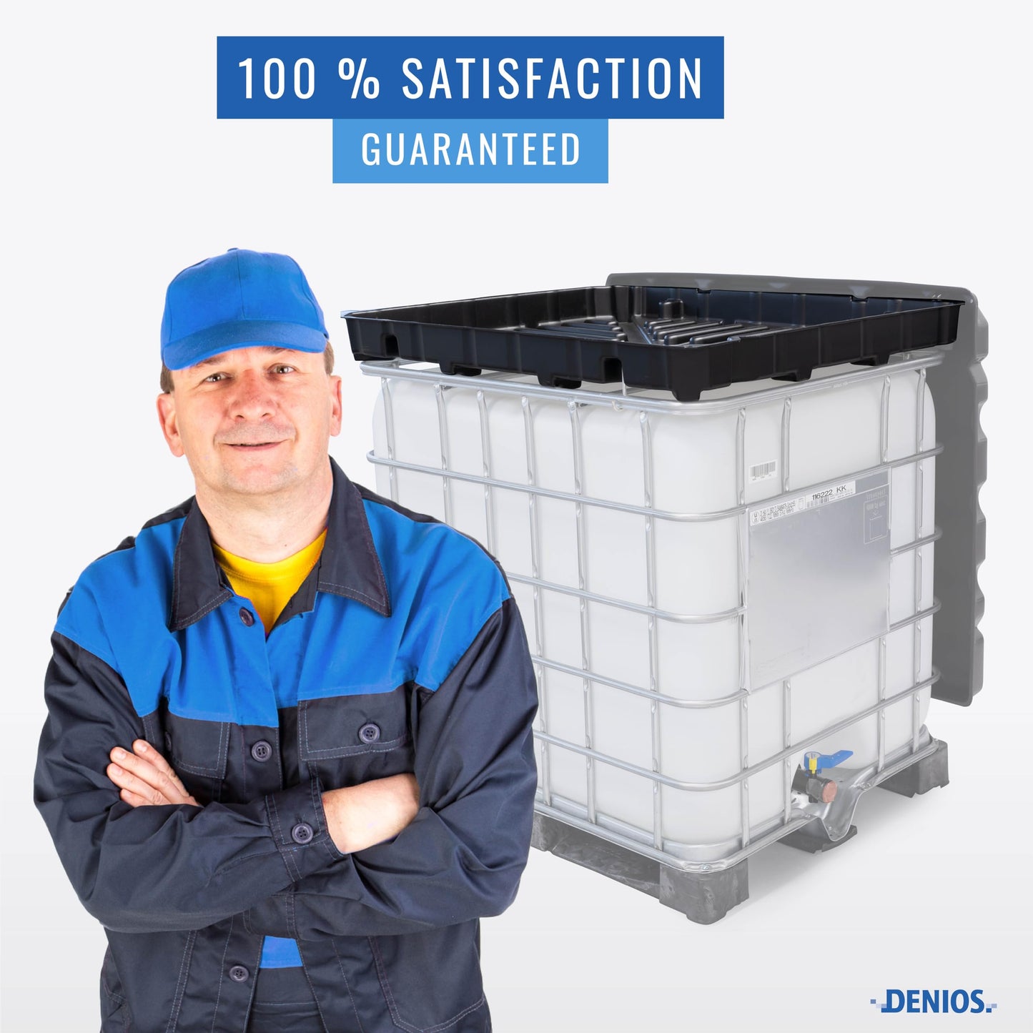 DENIOS® IBC Tote Funnel - 49.5"x42"x5" | Extra Large Funnel | Wide Mouth for IBC Totes | Perfect for Fast, Spill-Free Liquid Transfer | Heavy-Duty Large | Black | IBC Tote NOT Included