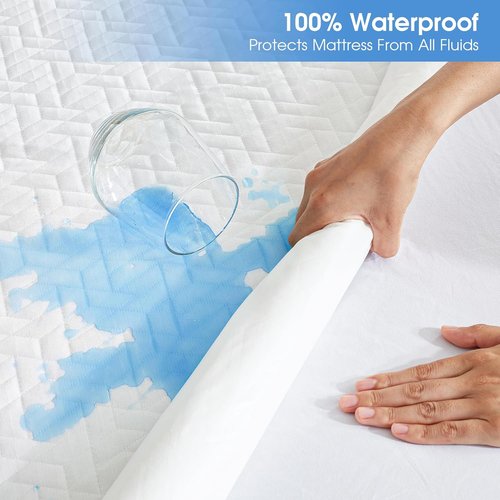Hanherry 100% Waterproof King Size Mattress Protector - Soft, Breathable Cooling Pad with Deep Pocket (8''-21'')