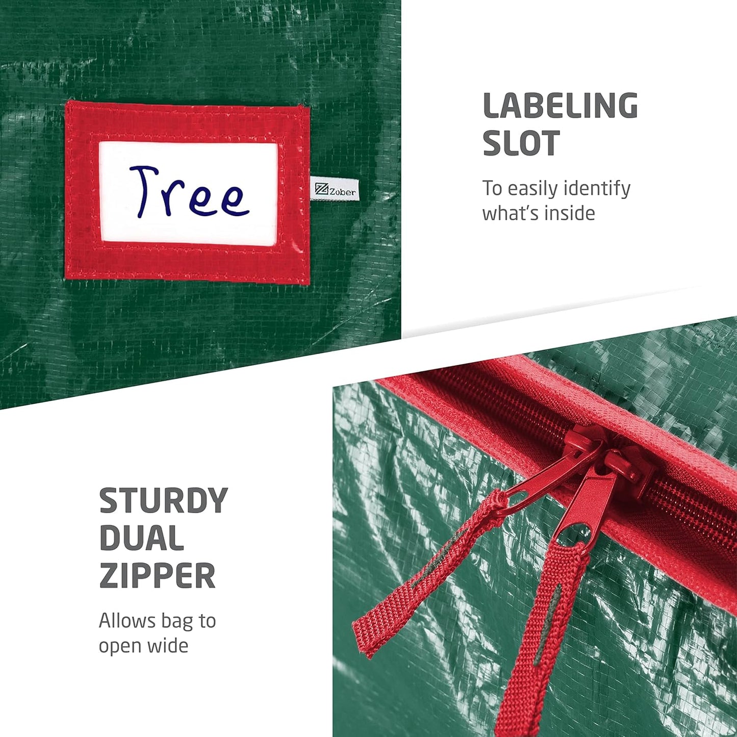Zober Christmas Tree Storage Bag - Waterproof & Durable for 7.5 Ft Artificial Trees - Green
